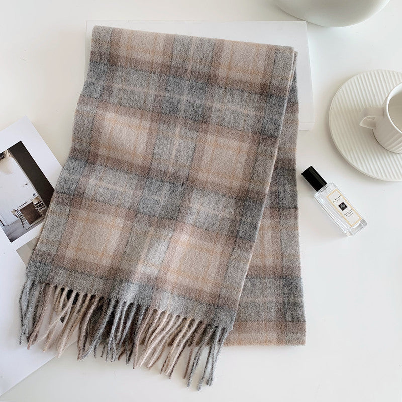 Women's Versatile Fashion Wool Plaid Scarf