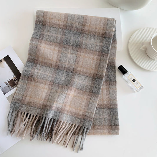 Women's Versatile Fashion Wool Plaid Scarf