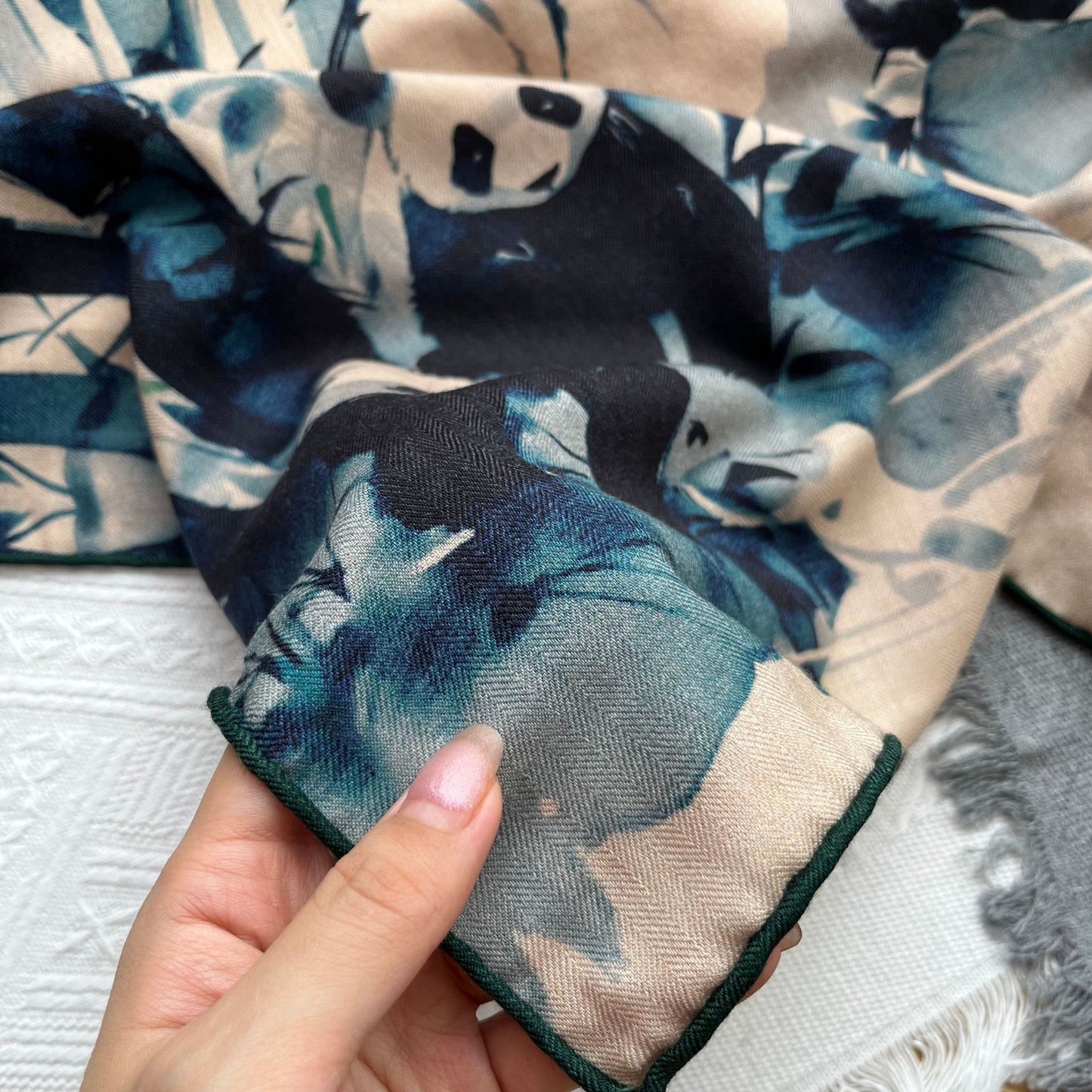 Ink Painting Panda Printing Wool Scarf
