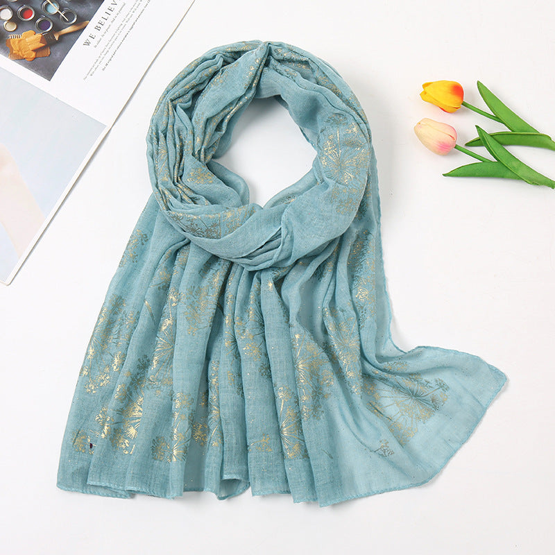 Vintage Bronzing Small Flower Cotton Scarf
