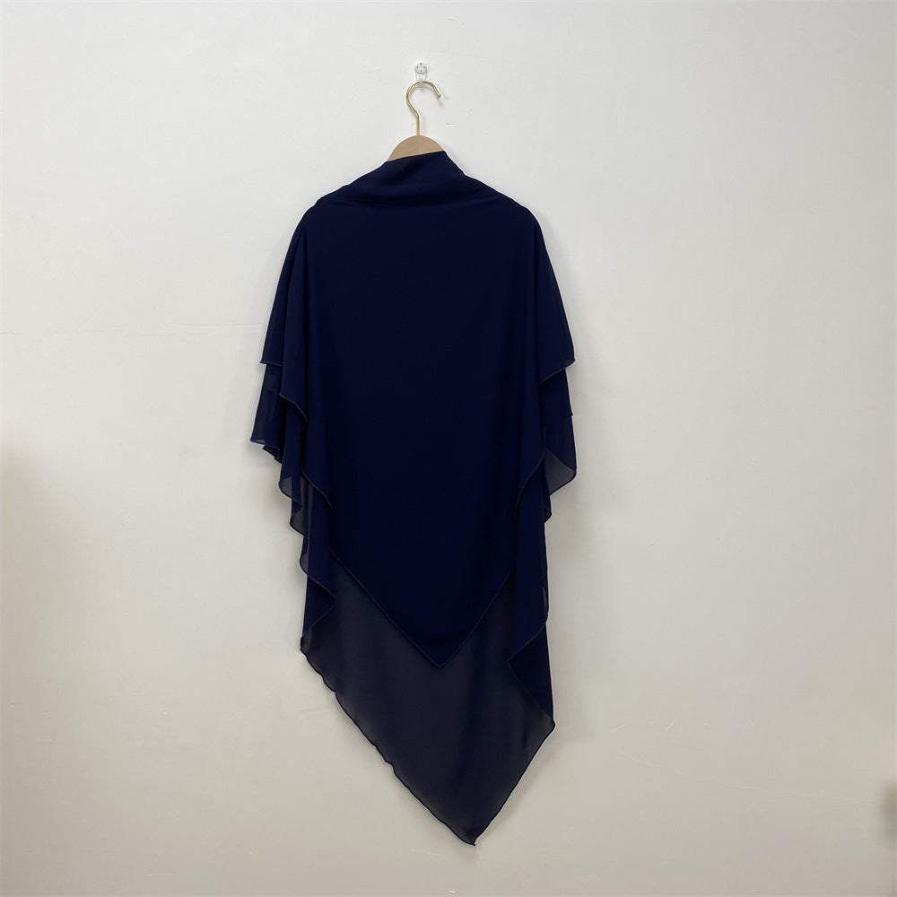 Solid Color Chiffon Turban Solid Color Double Layer
