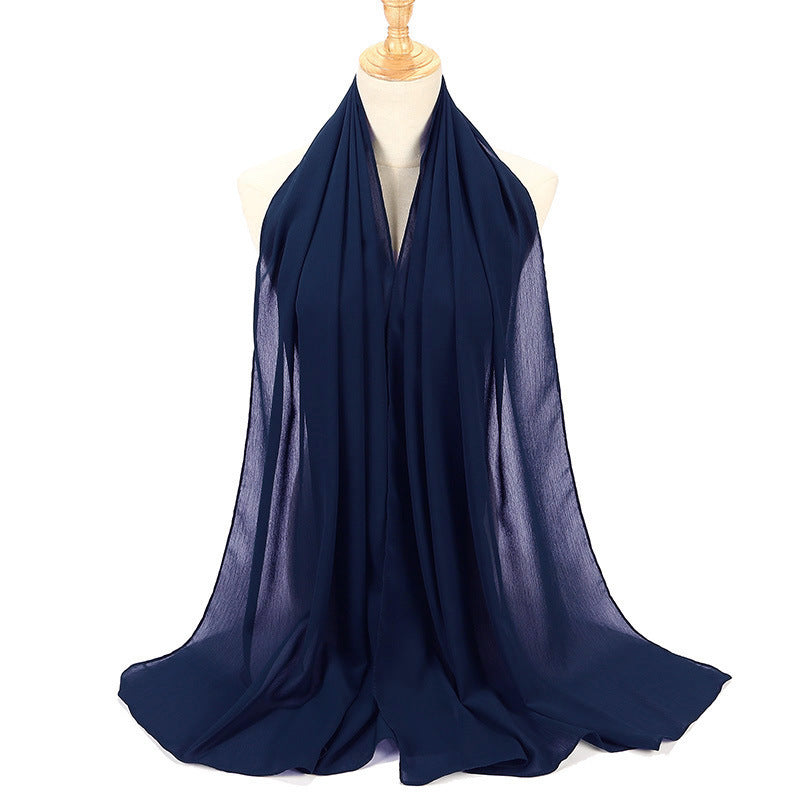 Natural Wrinkle Monochrome Chiffon Scarf Breathable Pleated Women's Toe Cap Scarf