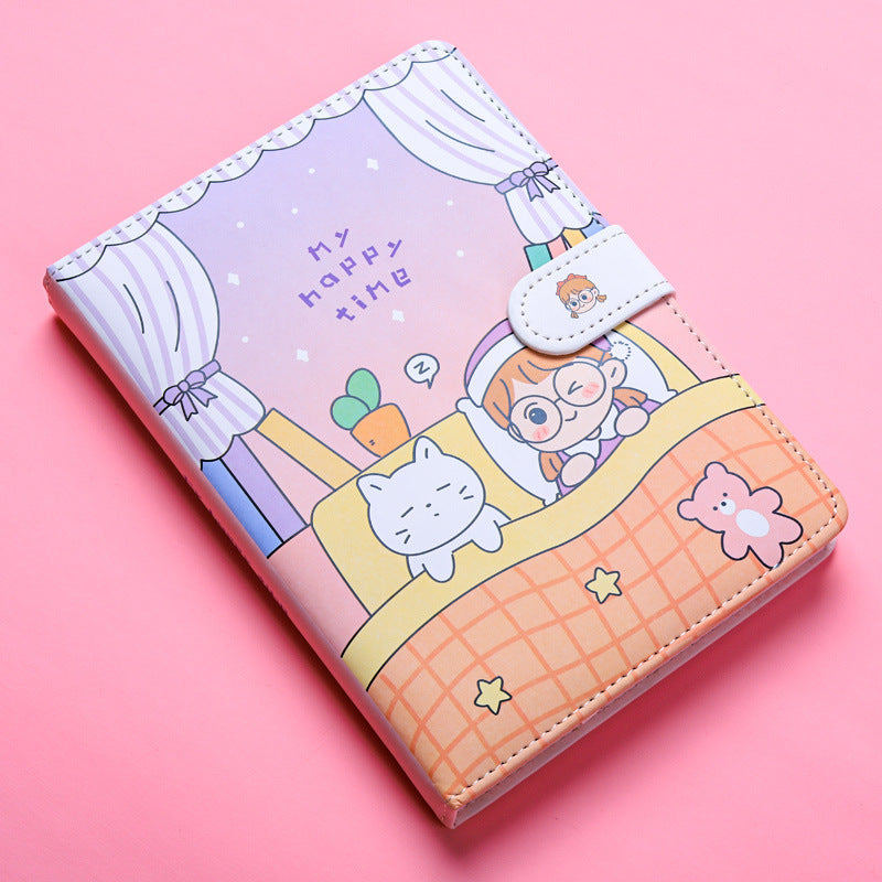 Kaba Bear Hippo Small White Magnetic Buckle Notebook Portable Notebook Girl Heart Creative Cute Hand Book