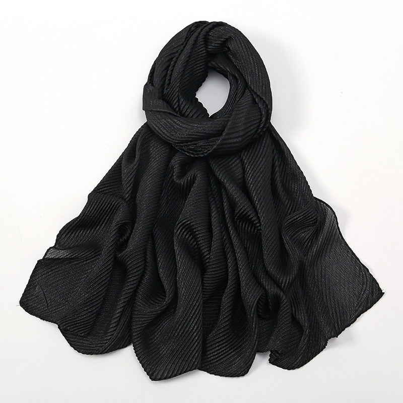 Pure Color Crumpled Polyester Soft Women's Casual Scarf