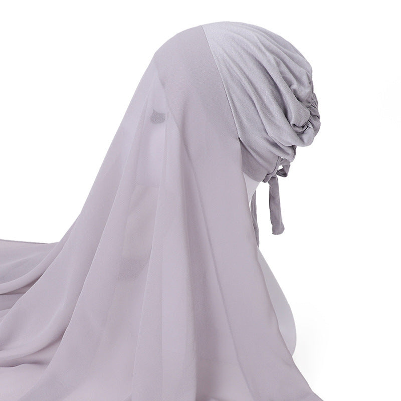 Pearl Chiffon With Elastic Bottoming Hood Scarf