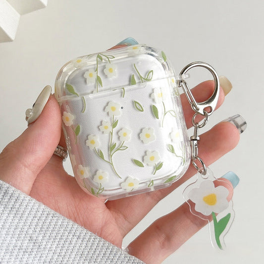 Bluetooth Headset Protective Cover White Floral High Transparent