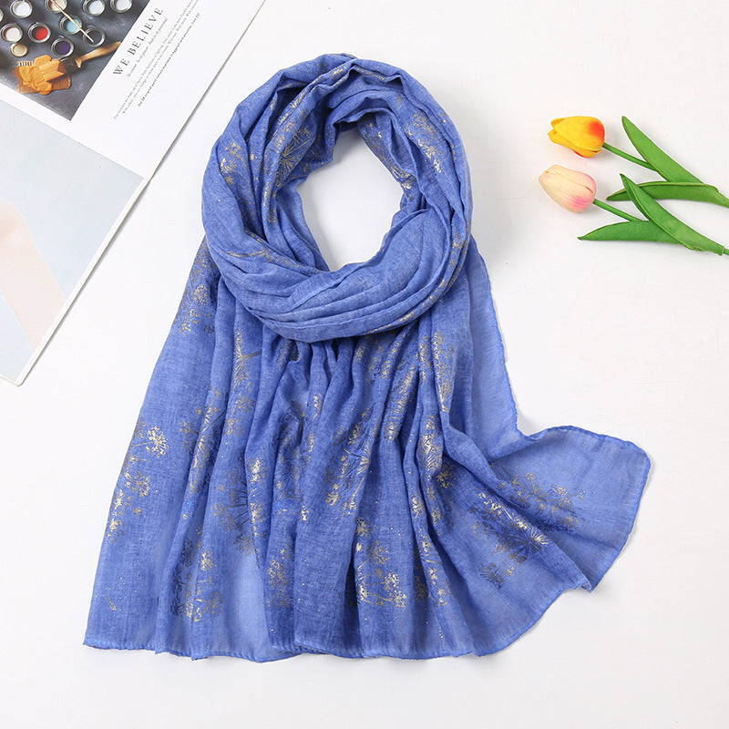 Vintage Bronzing Small Flower Cotton Scarf