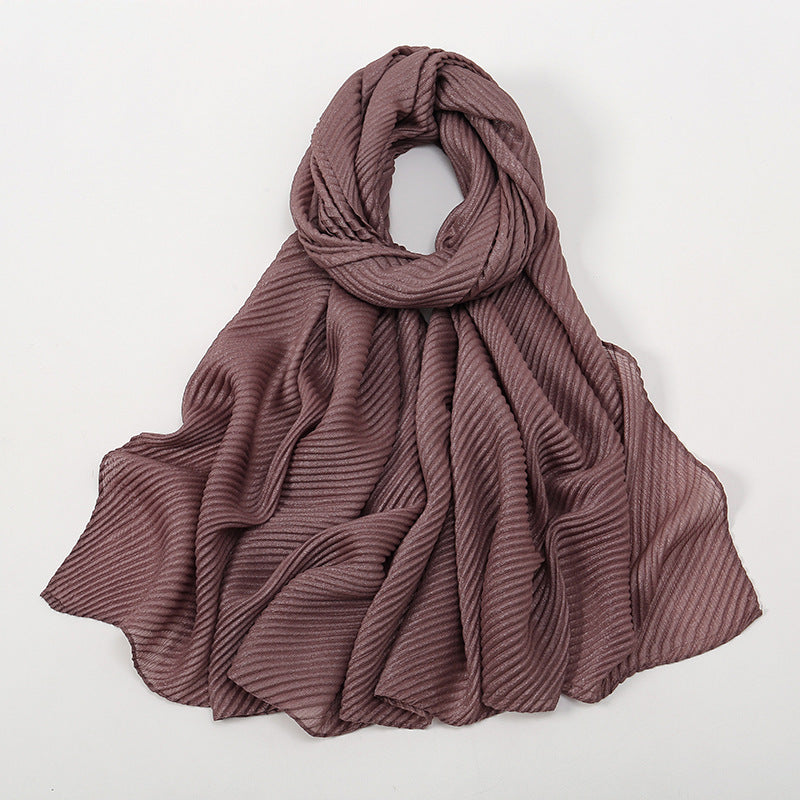 Pure Color Crumpled Polyester Soft Women's Casual Scarf