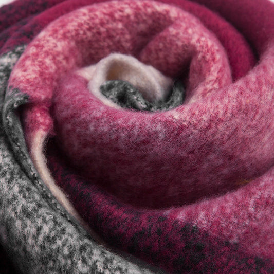 Fashionable Thick Fringed Large Plaid Scarf