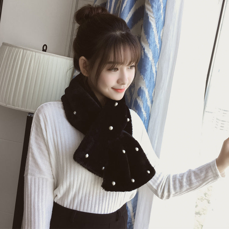 Thick And Warm Long Rex Rabbit Fur Solid Scarf In Winter