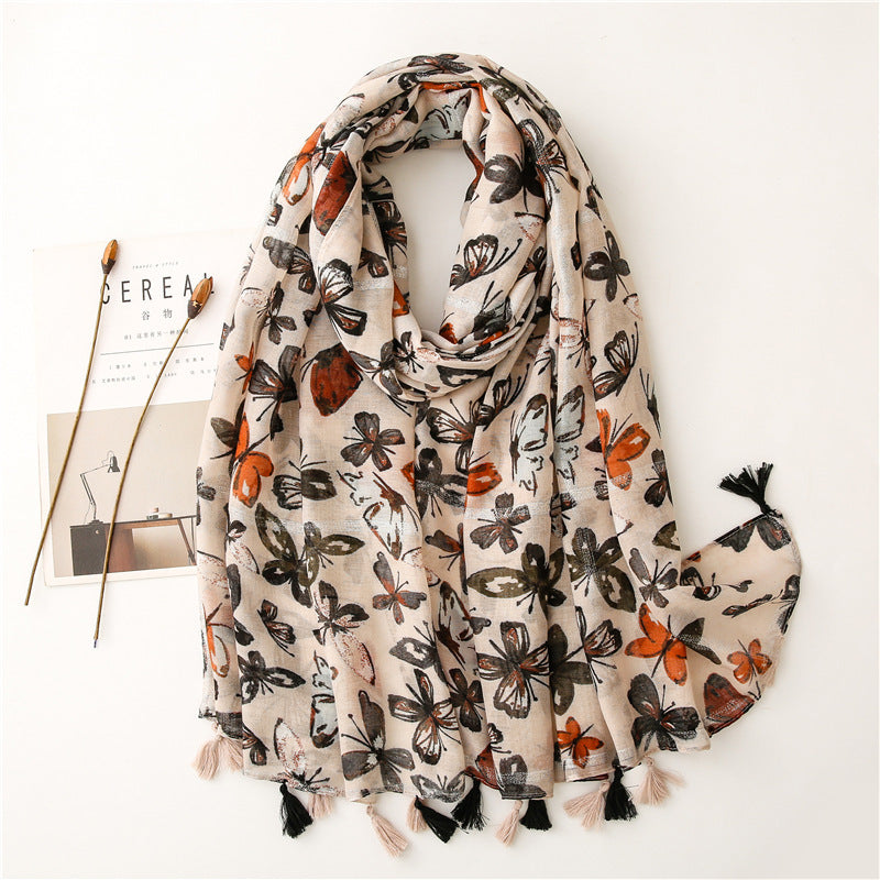 Women's Travel Sunscreen Long Gauze Cotton And Linen Feel Scarf