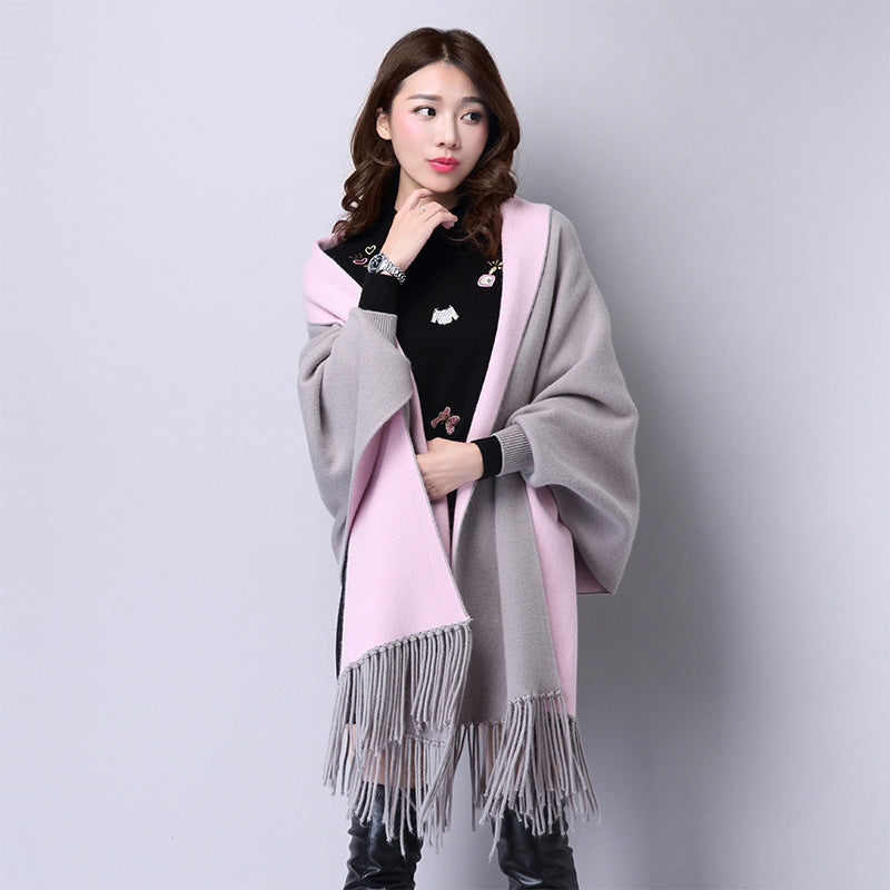 Ladies Shawl Cardigan Tassel Cape Sweater Coat