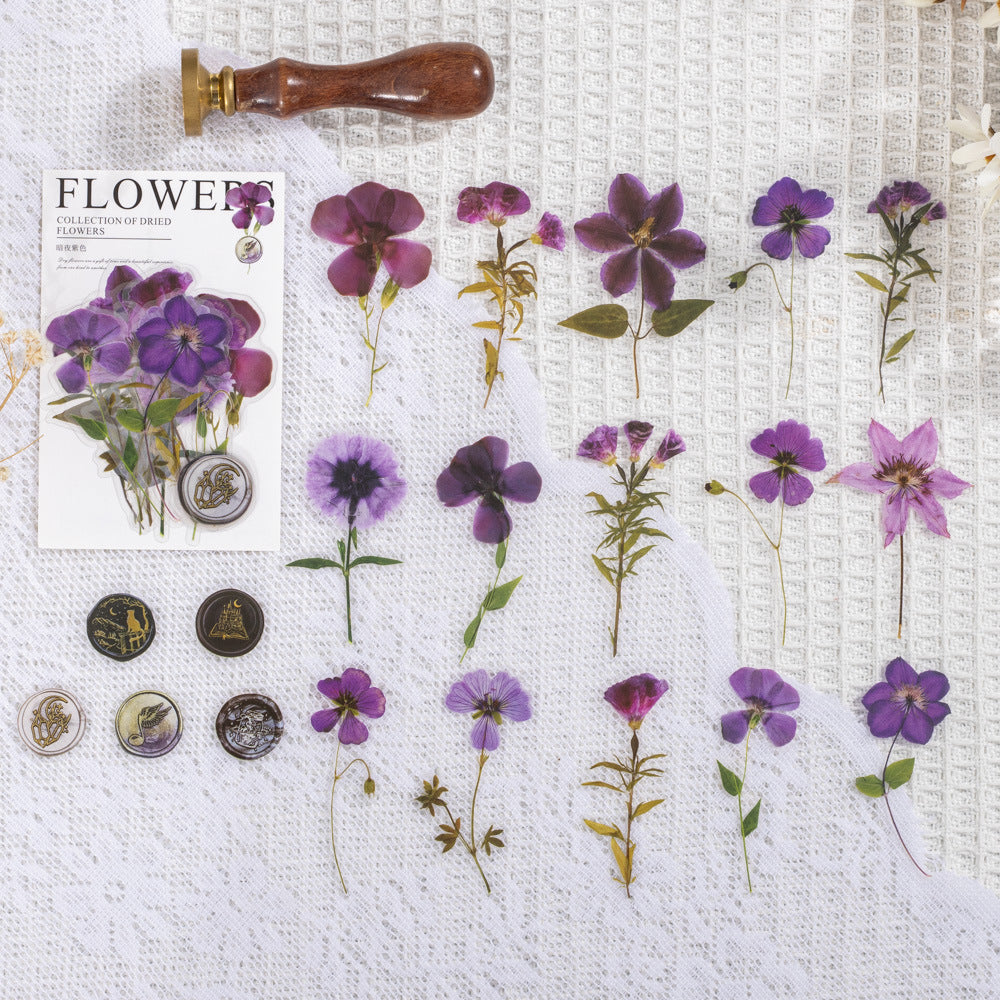 Fire Paint Creative Dried Flowers Journal Decoration Sticker Package