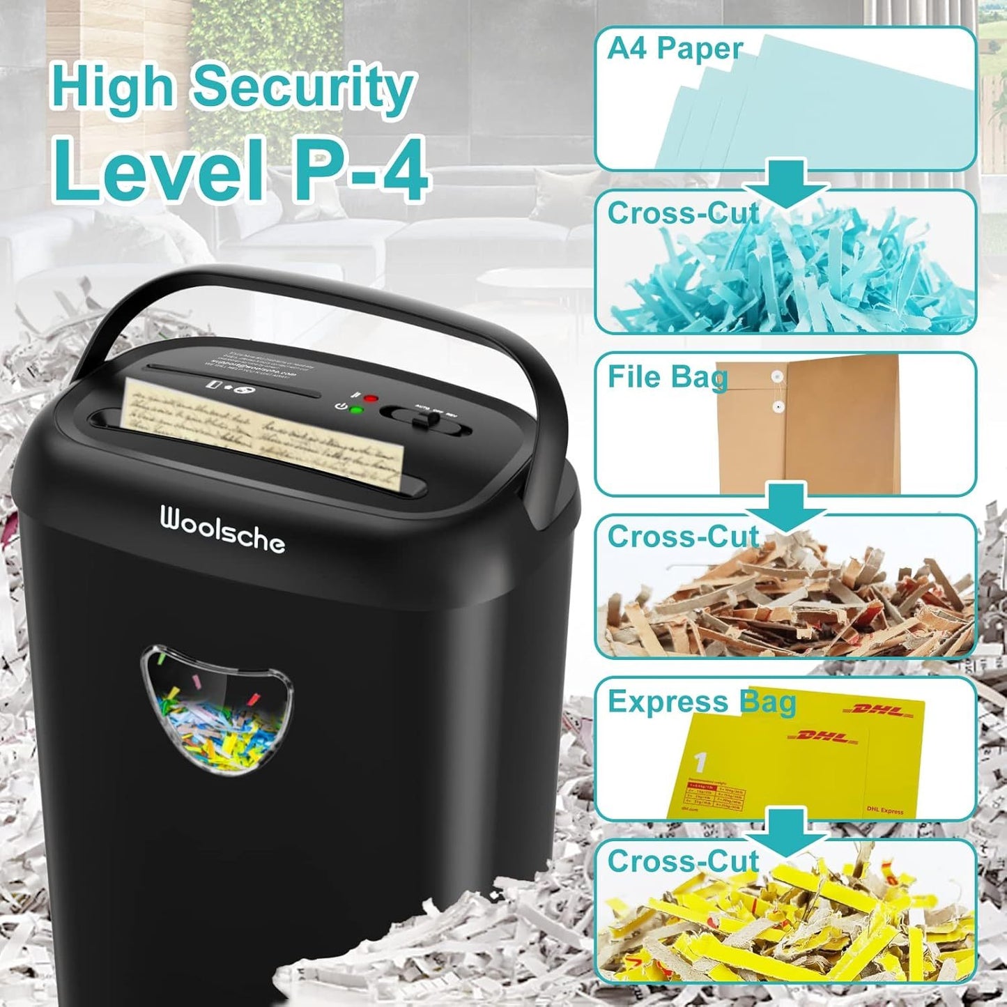 Paper Shredder, 14 Cross Cutting, 6.6 Gallon Paper Basket, P-4 Security Level, 3 Mode Designs - Suitable For Home And Office Anti Paper Jam Heavy-duty Shredders, FBA Shipping