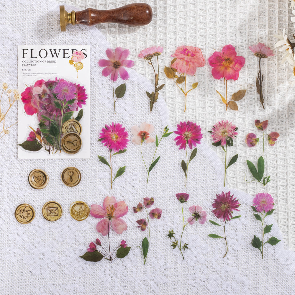 Fire Paint Creative Dried Flowers Journal Decoration Sticker Package