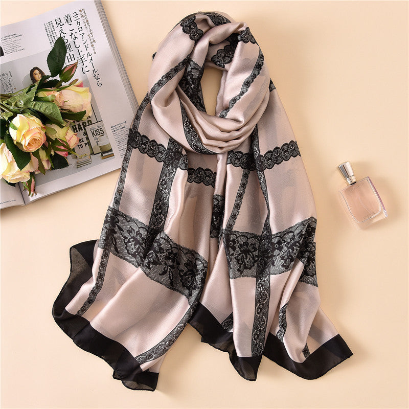 Women's Thick Fashion Lace Scarf Sunscreen Silk