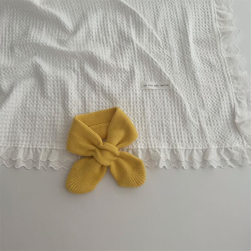 Korean Version Of Solid Color Knitted Cross Small Scarf