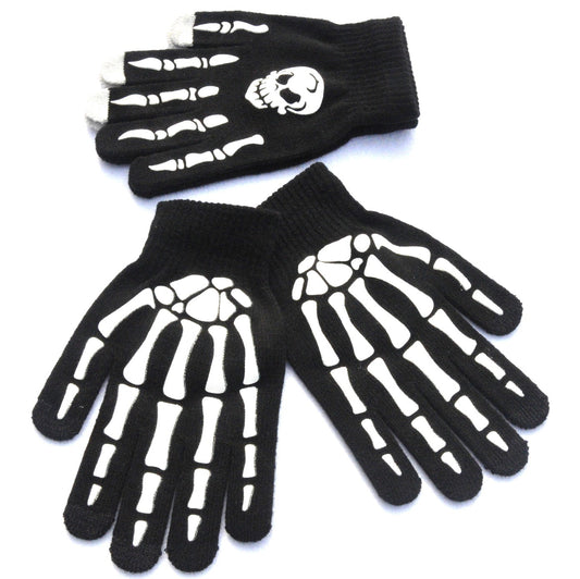 Halloween Fluorescent Luminous Skull And Ghost Claw Printing Gloves