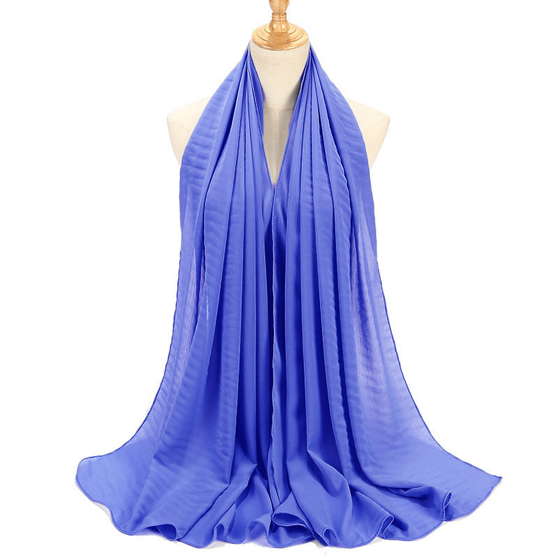 Natural Wrinkle Monochrome Chiffon Scarf Breathable Pleated Women's Toe Cap Scarf