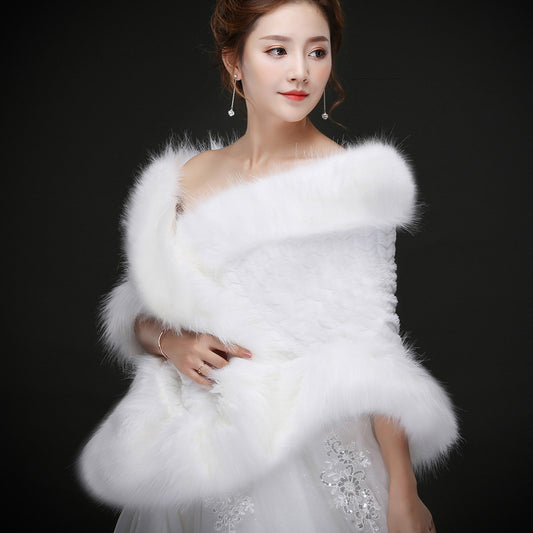 Autumn And Winter New Korean Style Rabbit Fox Fur Love Long Fur Edge Large Cape Bride Welcome Photo Studio Photography Fur Shawl