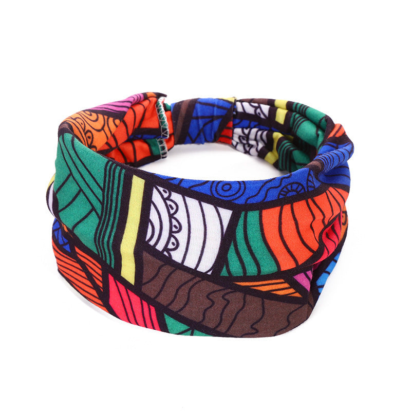 Headscarf African Print Hair Band Elastic Women Sports Yoga Hair Band Wide Brim