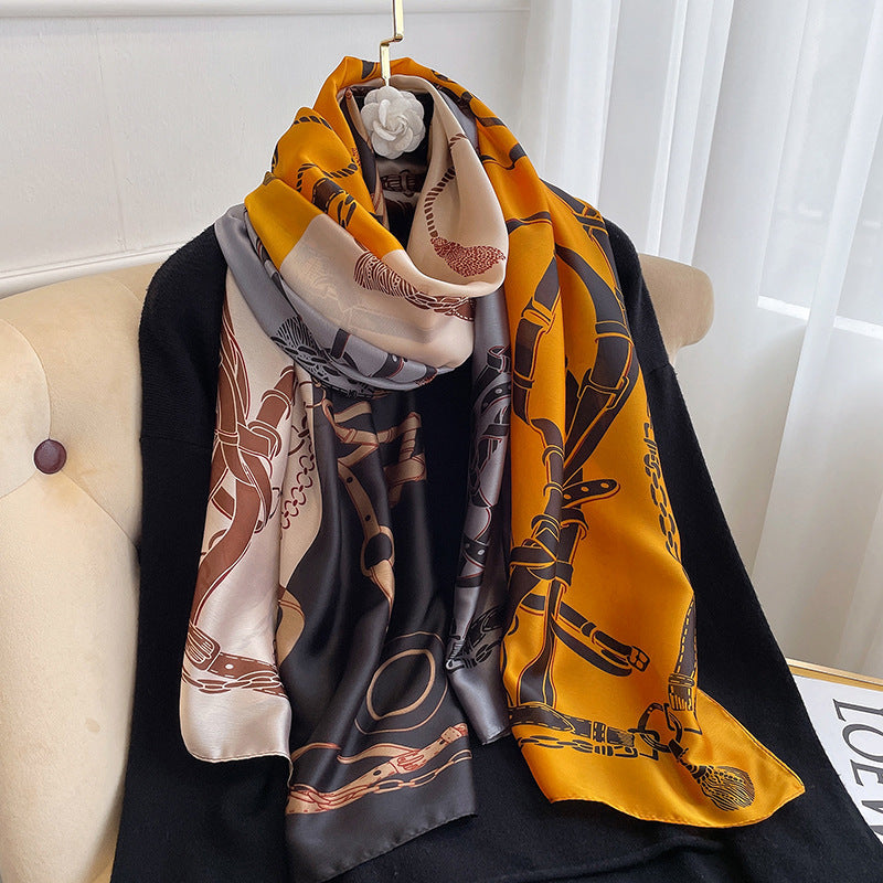 Winter Warm Vintage Print Chain Scarf Female