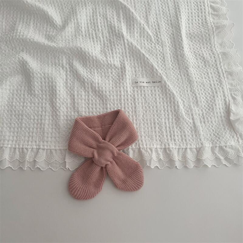 Korean Version Of Solid Color Knitted Cross Small Scarf