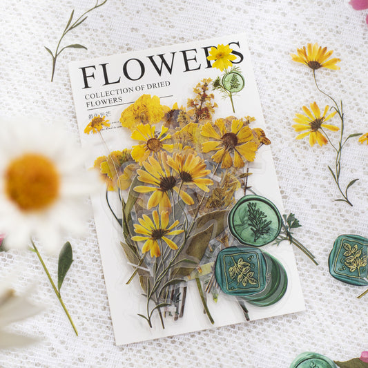 Fire Paint Creative Dried Flowers Journal Decoration Sticker Package