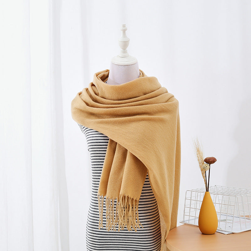 Solid Colored Long Towel Thickened For Warmth