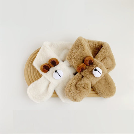 Baby Boys And Girls Winter Thermal Cute Bear Children Plush Scarf