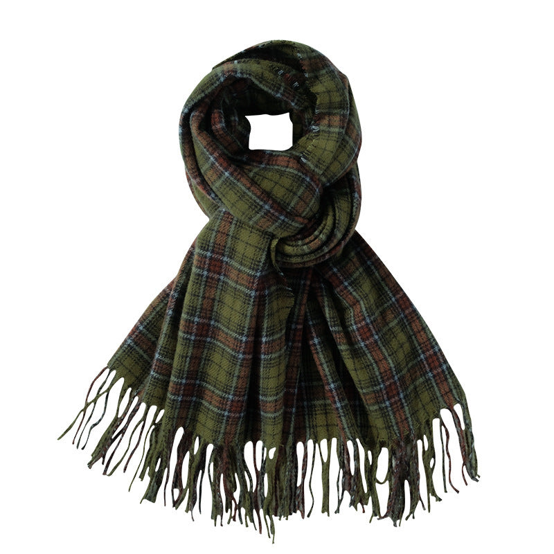 Comfortable Warm White Check Scarf