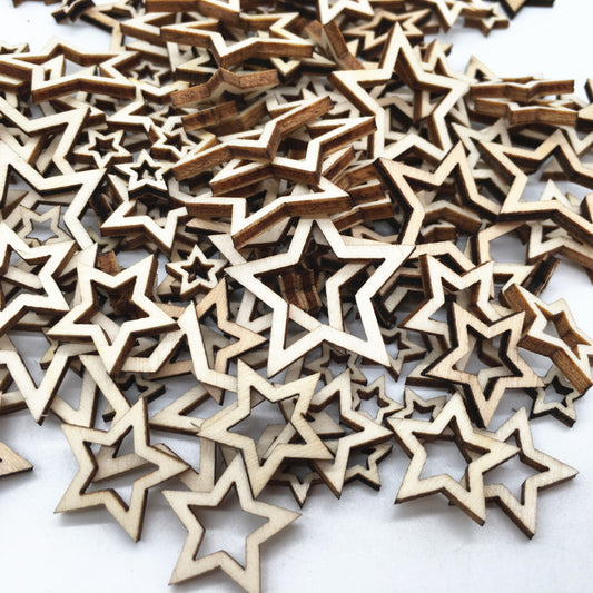 Wooden Crafts Five-pointed Star Hollow Handmade Accessories