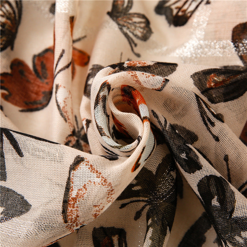 Women's Travel Sunscreen Long Gauze Cotton And Linen Feel Scarf