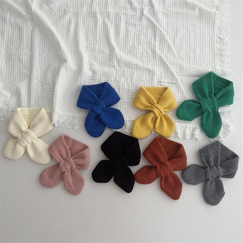 Korean Version Of Solid Color Knitted Cross Small Scarf