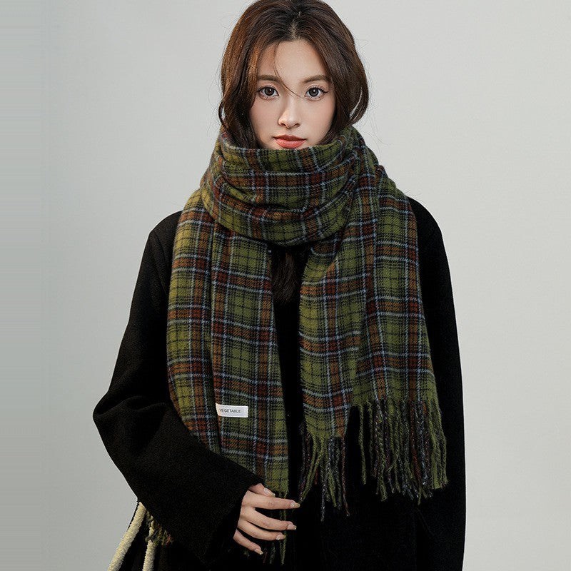 Comfortable Warm White Check Scarf