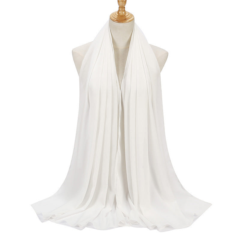 Natural Wrinkle Monochrome Chiffon Scarf Breathable Pleated Women's Toe Cap Scarf