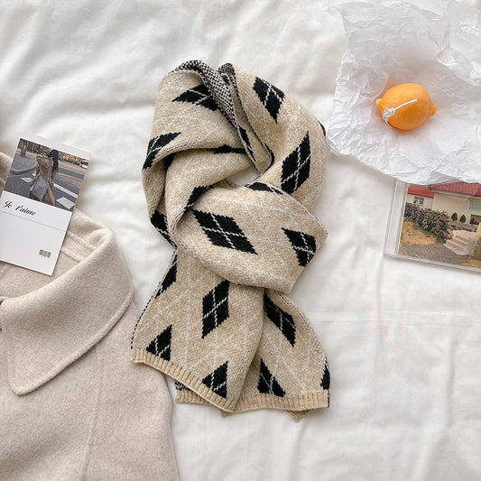 Edition Rhombic Shawl With Fashionable Student Warm Scarf