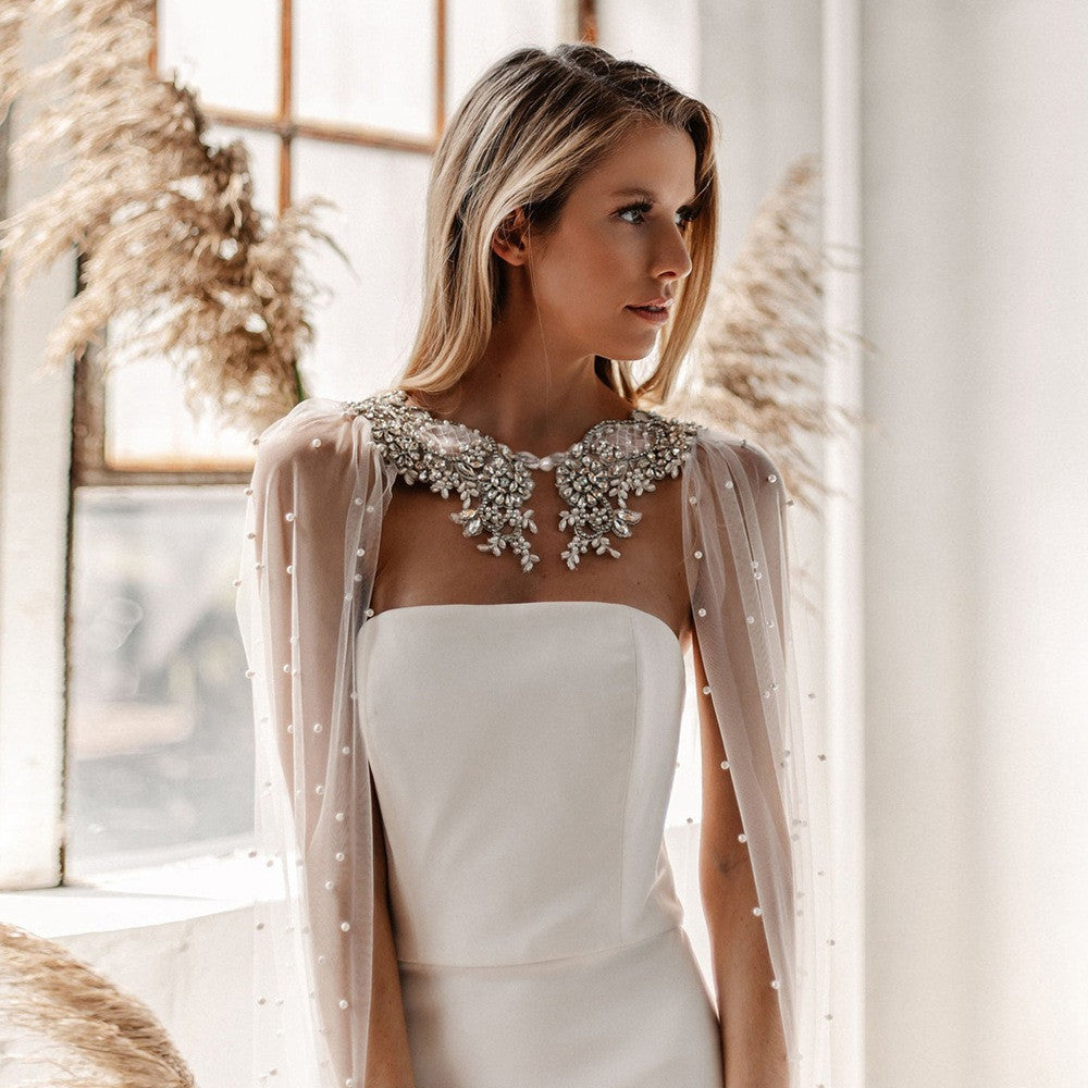 Bridal Cloak White In Thin Section Mesh Stage