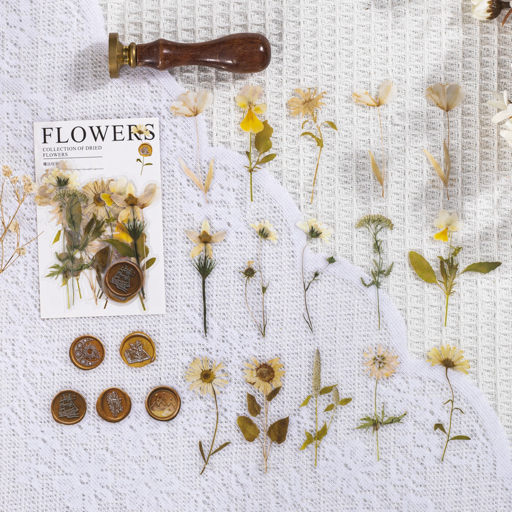 Fire Paint Creative Dried Flowers Journal Decoration Sticker Package