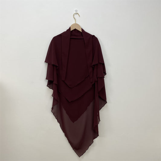 Solid Color Chiffon Turban Solid Color Double Layer