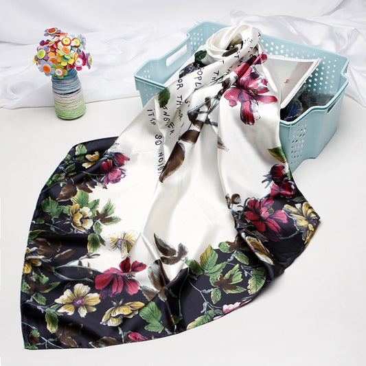 Women's Vintage Printed Silk Scarf