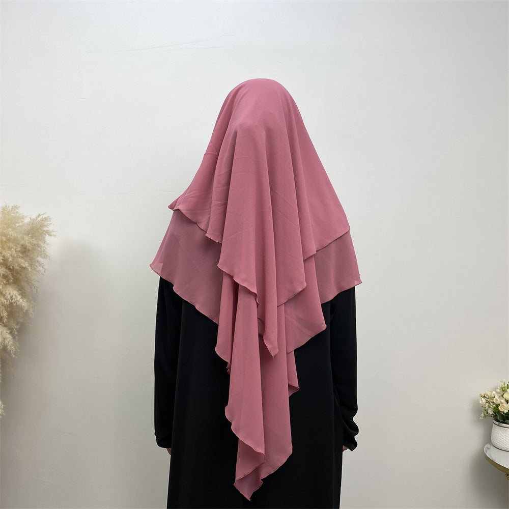 Solid Color Chiffon Turban Solid Color Double Layer