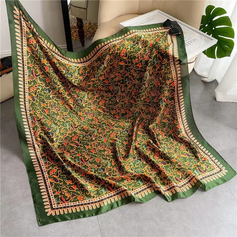 Women's Square Scarf Cashew Satin Print