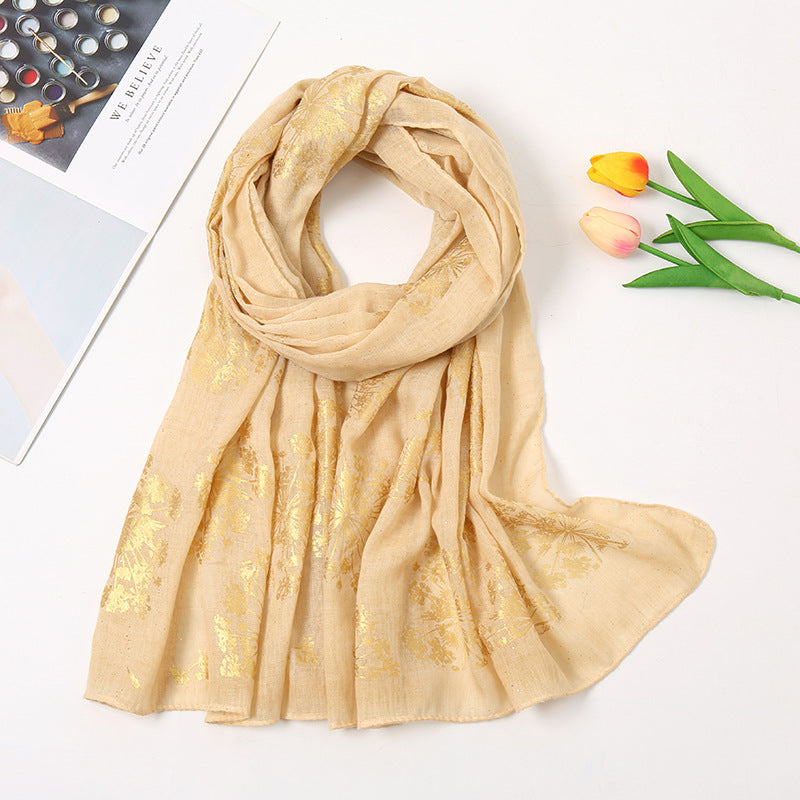 Vintage Bronzing Small Flower Cotton Scarf