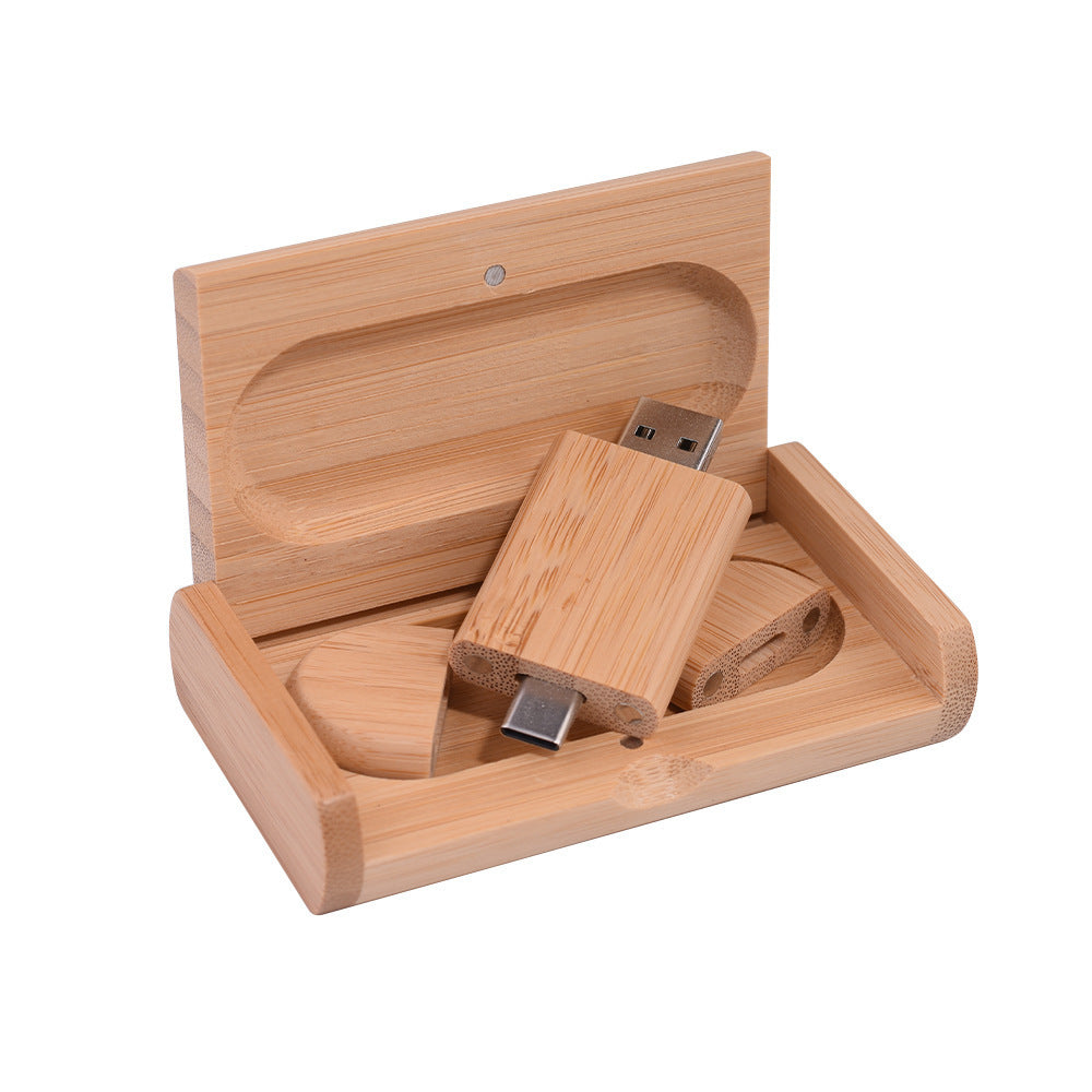 Maple Box Carved Wooden 2 In 1 Mobile Phone U-disk TYPE-C