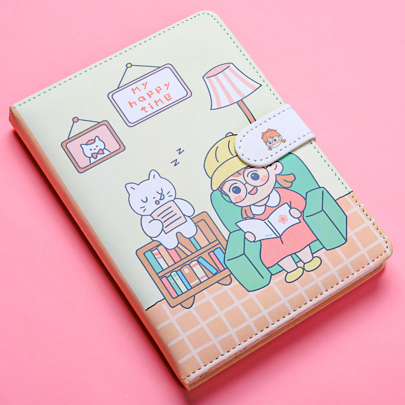 Kaba Bear Hippo Small White Magnetic Buckle Notebook Portable Notebook Girl Heart Creative Cute Hand Book