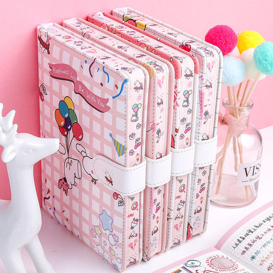 Kaba Bear Hippo Small White Magnetic Buckle Notebook Portable Notebook Girl Heart Creative Cute Hand Book
