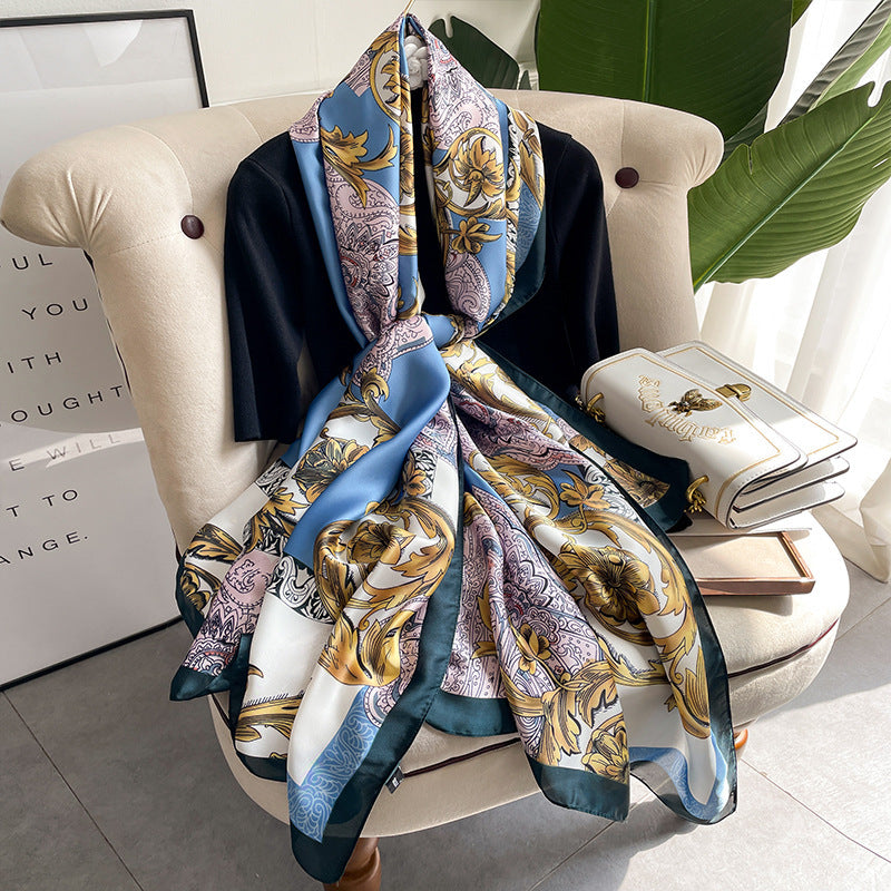 Winter Warm Vintage Print Chain Scarf Female