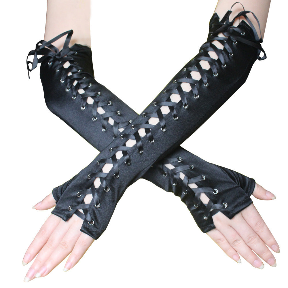 European And American Satin Punk Gloves