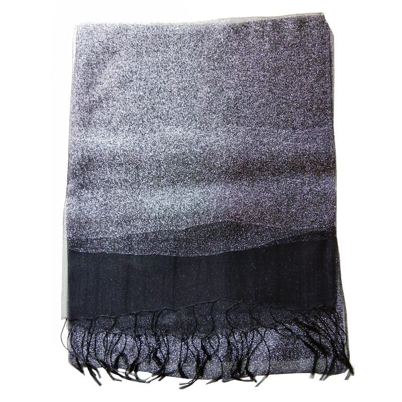 Women's Solid Double Organza Fringe Scarf Shawl